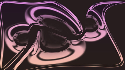 Abstract digital art: liquid metal shapes with vibrant pink purple gradient