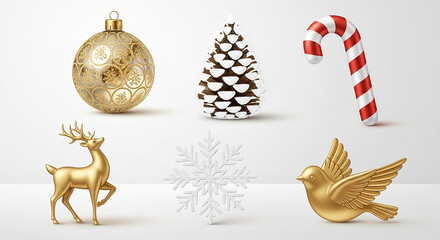 Christmas holiday decorations set with traditional elements