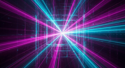 Abstract tunnel generating data flowing cyber light rays