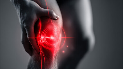 Knee Pain and Inflammation: Red Glow Highlights Joint Discomfort