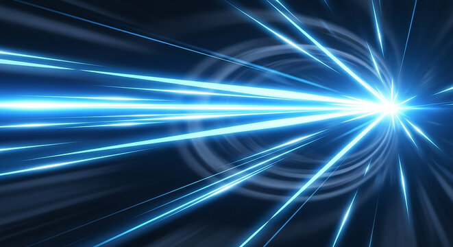 Blue light speed lines accelerating warp tunnel