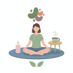 Outdoor Meditation and Balance for Spiritual Wellness Illustration
