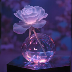 Glass of water with a flower as a decorative touch
