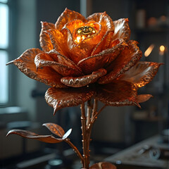 Red rose standing out against a dark background