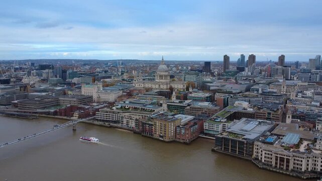 St Paul&rsquo;s Cathedral with River Thames aerial view