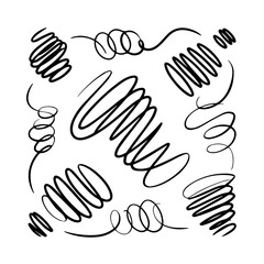 Obraz premium Abstract black ink scribbles and doodles creating a chaotic yet artistic pattern on a white background representing creativity and freehand drawing