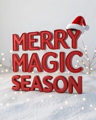 Celebrate the Merry Magic Season with Festive Cheer and Holiday Sparkle, Perfect for Christmas Greetings and Winter Promotions, Santa Hat Accent