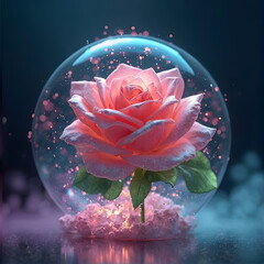 Soft pink rose bouquet with floating petals in water