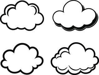 minimalist comic impact cloud, soft round edges, black line outline, vector shape, white background