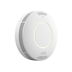 Modern white smoke detector alarm device isolated on transparent background