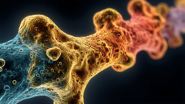 Microscopic Abstract Form: Organic, cellular shapes with vibrant color transitions