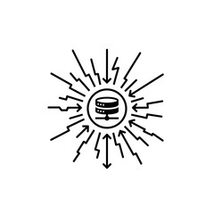 Fototapeta premium DDoS attack concept illustration with data and explosive effects on transparent background