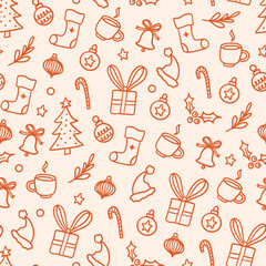 Doodle Christmas Seamless Pattern Design