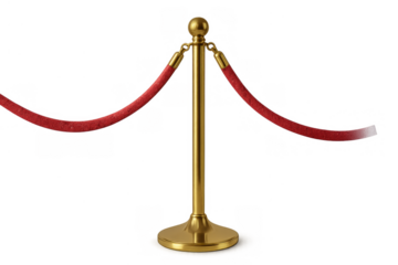 Gold stanchion and velvet red rope creating a vip barrier, representing exclusivity, premiere, and important events