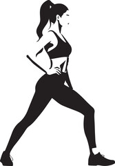 Silhouette of a woman in sportswear doing a lunge