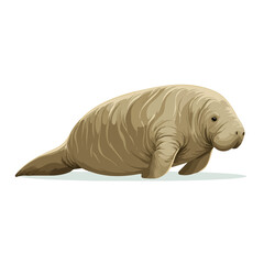 Minimal 2D flat vector of a Dugong, icon-style illustration on a white background