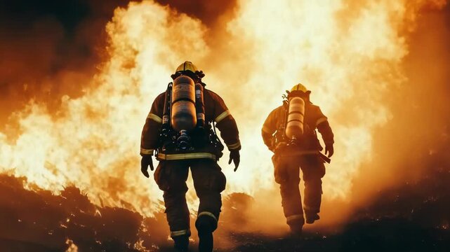 Hero rescuer: firefighter action, smoke challenge, ladder ascent, courage display, flame battle, uniform stance, urgent mission, brave gesture, safety effort, emergency response