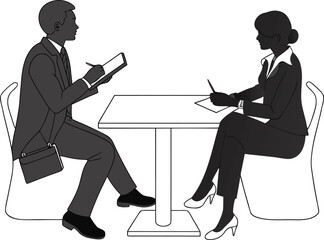 Business meeting silhouette vector illustration