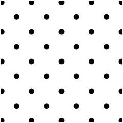 Seamless pattern of hand drawn black polka dots on a clean white background perfect for playful and modern design projects