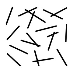 Abstract composition of scattered black lines and strokes on a white background creating a minimalist and modern graphic design element with a sense of movement and chaos