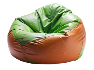 A comfortable and modern bean bag chair, perfect for lounging and relaxation, isolated on transparent background