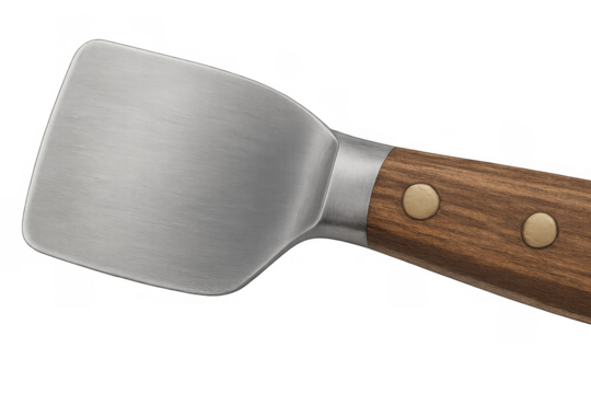 Ice cream spade with stainless steel blade and wooden handle, a sturdy kitchen utensil for serving frozen desserts