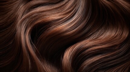 Fototapeta premium Glossy brown hair with highlights exhibits healthy texture and vibrant color ideal for beauty and fashion projects