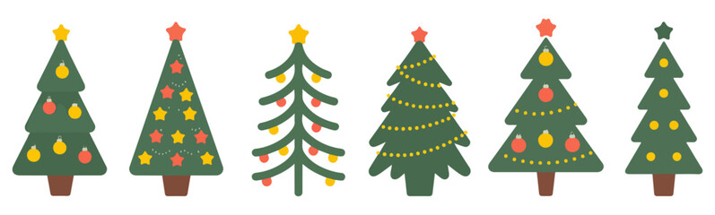 christmas fir tree vector icon set