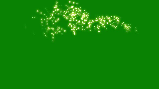 Star glitter comet tail sweeping across a vibrant green screen, shimmering with radiant star particles, glowing dust trails, and a warm holiday sparkle effect in clean professional 4K resolution