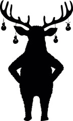 Cheerful reindeer wearing Christmas lights around antlers, isolated on a white background, festive holiday animal vector illustration, Christmas Reindeer with Lights, Joyful Holiday Deer Design