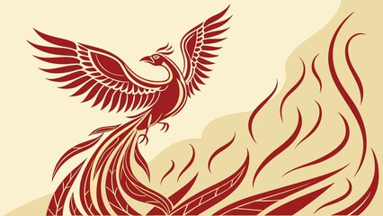 Obraz premium stylized minimalist vector illustration of a phoenix