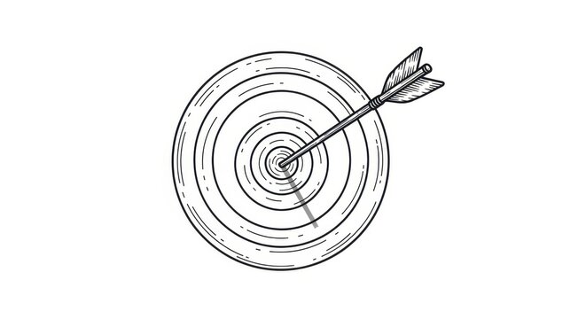 Arrow hitting target center, illustration of achievement and precise aiming