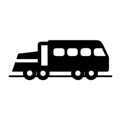Black silhouette of a modern bus, isolated on