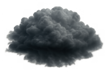 Dark storm cloud forming, bringing heavy rain, creating dramatic weather, isolated on transparent background