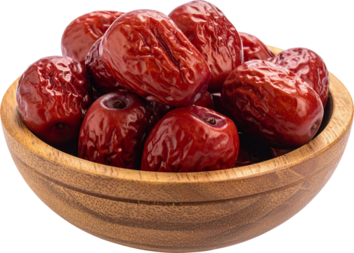 열매-대추-말린대추-건대추-건조대추-붉은대추-나무그릇-배경제거