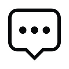 Black chat bubble with three black dots inside, isolated on