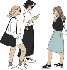 Modern female group digital artwork