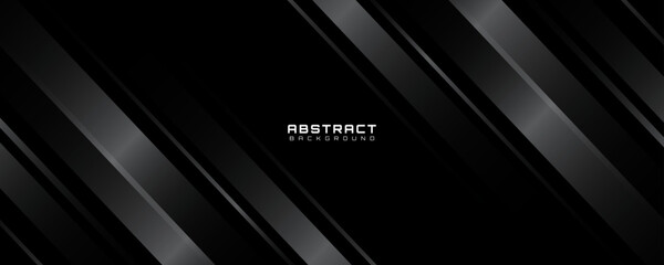 3D black silver abstract background overlap layer on dark space with diagonal lines effect decoration. Modern graphic design element stripes style concept for web, art, flyer, card, or brochure cover