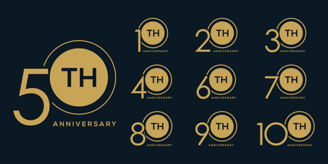 Set Collection of anniversary logo design template. Celebration Day Custom Vector Graphics Concept Icon