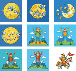 Fototapeta premium Halloween cartoon animal icon set vector illustration