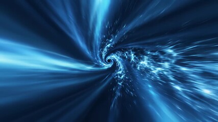 Swirling vortex of blue light dancing across its surface in mesmerizing close up against dark background, capturing the essence of cold abstraction perfect for conveying technological innovation.