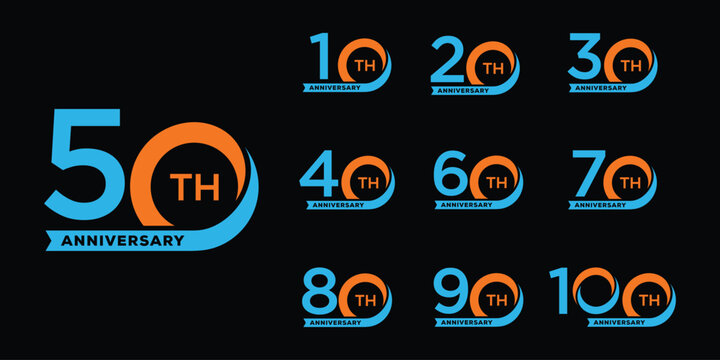 Collection of anniversary logo design template. Celebration Day Custom Vector Graphics Concept Icon
