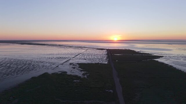Sunset view on the way back from mand&oslash; island back to Romo Denmark