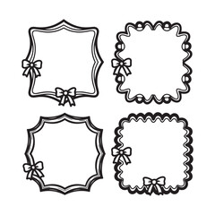 Obraz premium Hand drawn elegant decorative frames with cute bows vector design