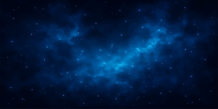 Blue abstract astronomy background of deep outer space starfield and bright nebula
