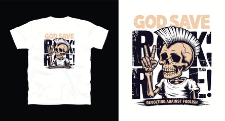 God save rock skeleton design vector apparel clothing rebel rebellious punk anti establishment protesting anarchy revolt revolution peace sign