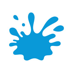Fototapeta premium Blue water drop splash. Liquid blot isolated on white background for abstract design, decoration, and creative graphics