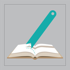 Open Book with Bookmark Icon – Reading, Education, Study Vector Illustration