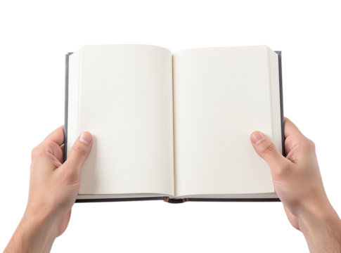 Open book in hands ready for your creative writing, ideal for journaling, note-taking, or drawing inspiration with blank pages for your thoughts and ideas - Powered by Adobe