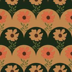 Seamless decorative elegant pattern with flowers. Print for textile, fabric, covers, wallpapers, print, gift wrap, decoupage, scrapbooking, quilting. For fashion fabric. Retro stylization.